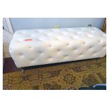 Modern White Leather Bench