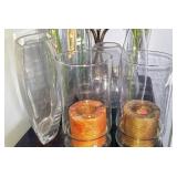 Glass Vases & Hurricane Lanterns (8 Piece Lot)