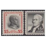 US Stamps #834 & #1053 Mint NH $5 Coolidge & Hamil