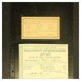 US Documents 1860 & 1884 Teacher Certificates