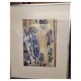 Artwork Race Related Watercolor Signed with spotti