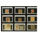 US Stamps Cut Squares Accumulation on dealer cards