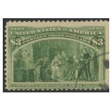 US Stamps #243 Used $3 Columbian Exposition Issue,