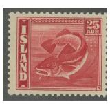 Iceland Stamps Better Group on dealer cards with d