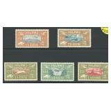 Iceland Stamps #C4-C8 Mint Hinged 1931 Airmail Set