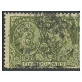 Canada Stamps #65 Used $5 Jubilee 1897 CV $1000