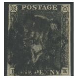 Great Britain Stamp #1 Penny Black Used CV $375