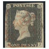 Great Britain Stamp #1 Penny Black Used CV $375