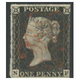 Great Britain Stamp #1 Penny Black Used CV $375