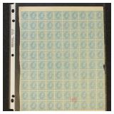 CSA Stamps #6 Mint No Gum Sheet of 100, some damag