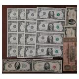 US Paper Money accumulation including 4 uncut $1 p
