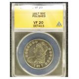 US Coins 1817 Bust Half Dollar Graded VF20 Details
