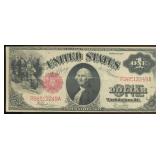 US Paper Money 1917 $1 Bill "Sawhorse" with staini