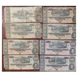 Confederate States of America Paper Money lot of 8