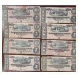 Confederate States of America Paper Money lot of 8