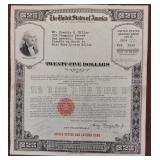 US 1943 World War II Series E Savings Bond $25 Mat