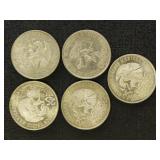 Mexico Coins 5 1968 Olympic 25 Peso Coins, 2.5 oz