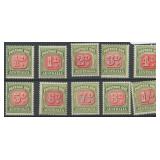 Australia Stamps #J71-J80 Mint LH 1946 Postage Due