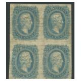 CSA Stamps #11 Mint No Gum Block of 4, printed on CSA Stamps #11 Mint No Gum Block of 4, printed on