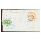 US Stamps #33 strip of 3 tied on folded CV $600+