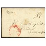 Cooperstown 1826 Stampless Folded Letter with red