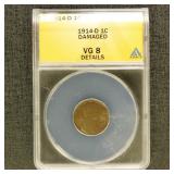 US Coins 1914-D Lincoln Cent Graded VG8 Details (D