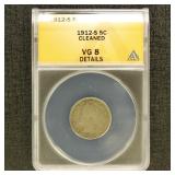 US Coins 1912-S Liberty "V" Nickel Graded VG8 Deta