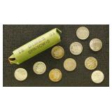 US Coins 60 Roosevelt Silver Dimes, pre-1964, circ