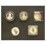 US Coins 5 Silver Oz Rounds & Coins, includes Sout