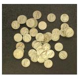 US Coins 40 Silver Dimes incl 39 Mercury and 1 Roo