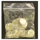 US Coins 40 Silver Washington Quarters, Many BU