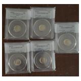 US Coins Graded Lot of Roosevelt Dimes, 1975-1979,