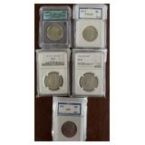 US Coins Graded Lot of Half Dollar, 1976-2011, 5 T
