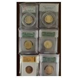 US Coins Graded Lot of Dollars, 2004-2015, 6 Total