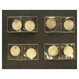 US Coins 8 Walking Liberty Half Dollars, all Circu