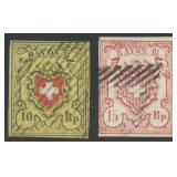 Switzerland Stamps #8, 12 Used with Buhler CV $320