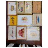 Vintage Cigar Boxes, empty group of 18 in large bo