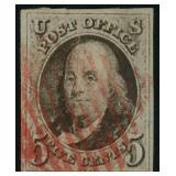 US Stamps #1 Used with sealed tear CV $425