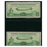US Stamps #C18 x2 Mint LH Baby Zeppelin Airmail is
