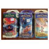 Disney Lorcana Starter Deck packs, 3 total with 1
