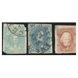 CSA Stamps #2, 4 Used and #8 Mint No Gum - all wit