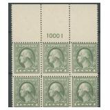 US Stamps #536 Plate Block of 6, Mint CV $250