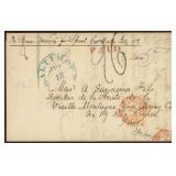 US Stampless Cover Trans-Atlantic 1854 folded lett