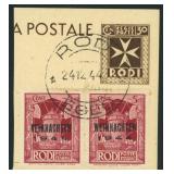 Rhodes German Feldpost Stamps Mi: 12 CV ï¿½3200+