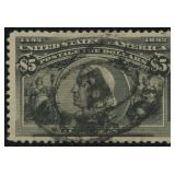 US Stamps #245 Used $5 Columbian CV $1250