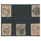 US Stamps 1860s Fancy Cancel Group of 5 on 3 Cent