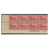 US Stamps 239 Mint Block of 8, 5 NH, 3 Hinged, wea