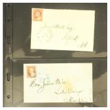 US Stamps #10, 10A on fronts different shades, tie