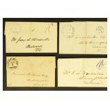 4 US Stampless Covers 1830s-1850s all Lynchburg