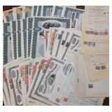 US Revenue Stamps 1880s-1940s on Bonds & Stock Cer